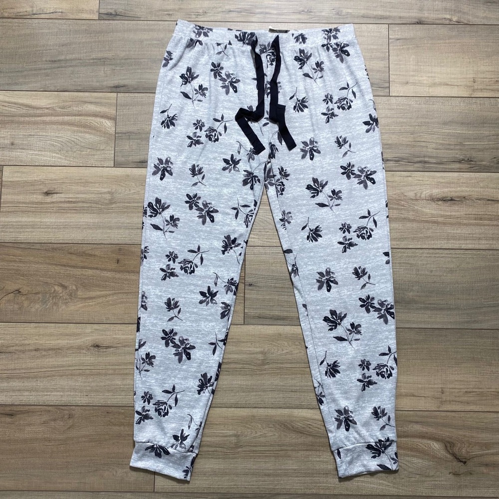 Unbranded Marshalls Women’s Floral Pull On Pajama Pants Size XL Gray
